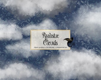 Realistische Wolken Clipart, Photoshop Wolke Overlays, png Clip Art echte Wolke, Aquarell Regen Wolke Wetter digitaler sofortiger Download