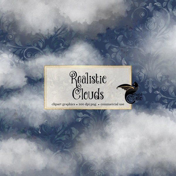 Realistische Wolken Clipart, Photoshop Wolke Overlays, png Clip Art echte Wolke, Aquarell Regen Wolke Wetter digitaler sofortiger Download