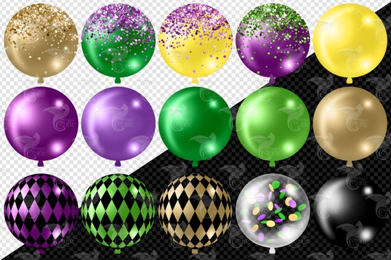 Mardi Gras Tassel Balloons Clipart Digital Clip Art Graphics for