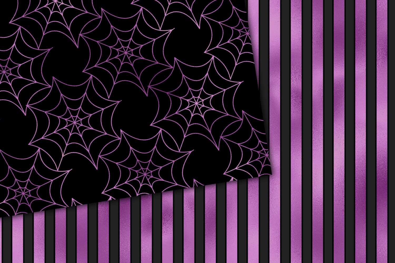 Black and Purple Halloween Digital Paper, Gothic Witch, Skulls (digital ...