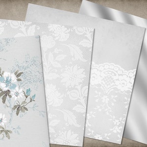 White Wedding digital paper, wedding romantic backgrounds, white wedding bridal patterns, scrapbook paper, invitation paper image 5