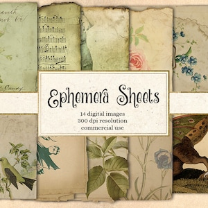 Digital Paper Ephemera Sheets, printable textures for digital art and paper crafts