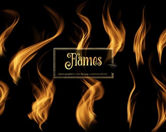 Flame Clip Art – PNG Fire Overlays, Commercial Use (Digital Download)