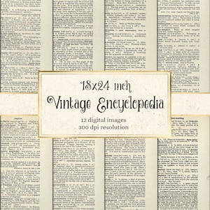 Vintage Encyclopedia Pages - digital backgrounds of antique dictionary and encyclopedia pages for art prints commercial use