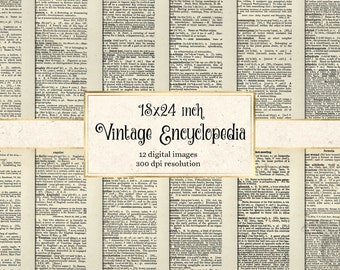 Vintage Encyclopedia Pages – Digital Paper Ephemera Backgrounds (18x24 inch)