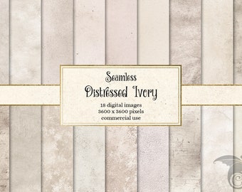 Distressed Ivory Textures, seamless ivory textured digital paper, rustic champagne backgrounds, grunge textures, tileable instant download