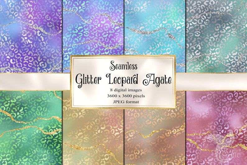 Glitter Leopard Agate Digital Paper Seamless Animal Print - Etsy