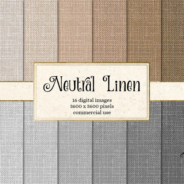 Neutral Linen Digital Paper, gray linen burlap textures, brown linen scrapbook paper, brown canvas, grey linen digital backgrounds