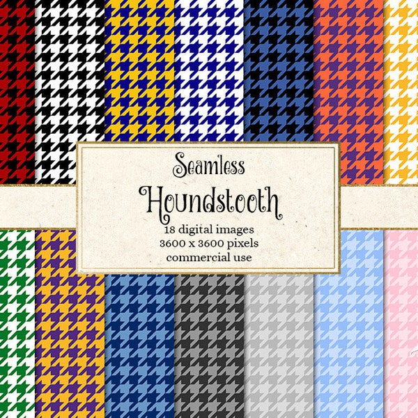 Houndstooth Digital Paper seamless patterns printable scrapbook paper