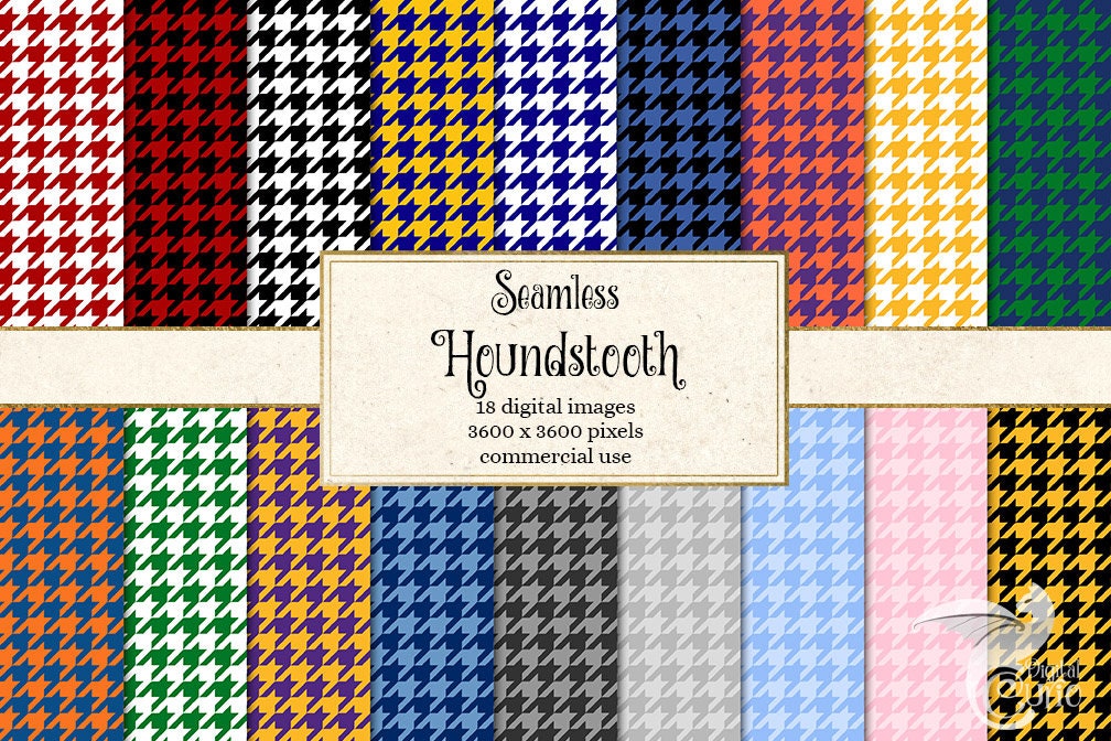 Houndstooth Digital Paper seamless patterns printable scrapbook paper