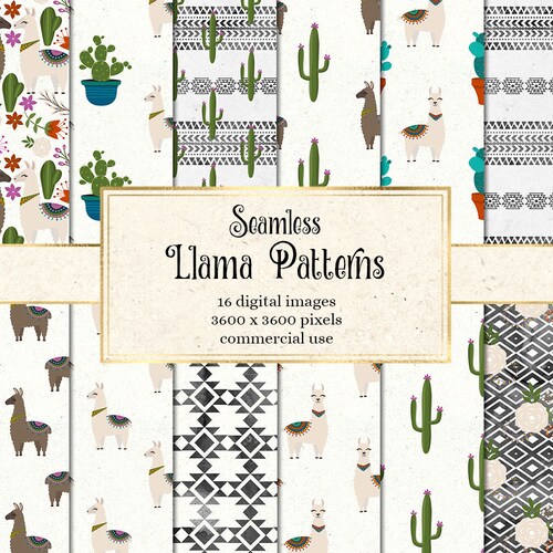 Llama Digital Paper Seamless Llama Patterns Printable - Etsy