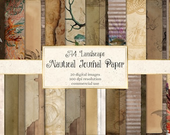 Nautical Journal Paper – A4 Landscape, Scrapbooking Designs (Digital Download)
