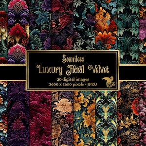 Luxury Floral Velvet Digital Paper - seamless antique backgrounds instant download for commercial use - Set 2
