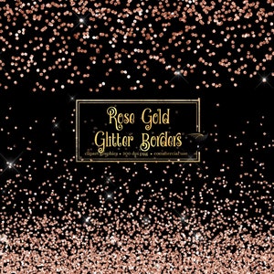 Rose Gold Glitter Borders Clipart, glitter png overlays, clip art glitter confetti high resolution instant download
