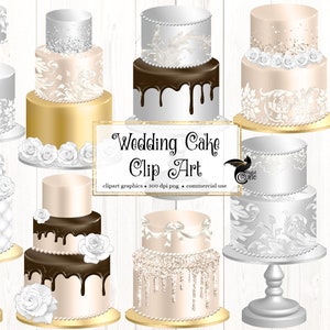 Wedding Cakes Clipart, luxury bridal cake clip art instant download for commercial use