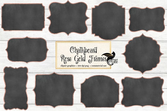 rose gold border frame clip art chalkboard and gold frame png instant download chalkboard frames Chalkboard Rose Gold Frames Clipart