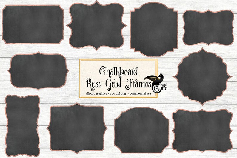 rose gold border frame clip art chalkboard and gold frame png instant download chalkboard frames Chalkboard Rose Gold Frames Clipart