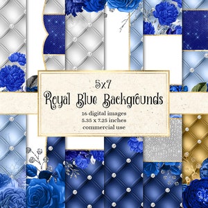 5x7 Royal Blue Floral Backgrounds, papier numérique touffeté de luxe diamant, arrière-plans d'invitation de mariage, textures de luxe, roses bleu marine