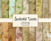 Autumn Leaf Digital Paper, Scrapbook Backgrounds (Digital Download)