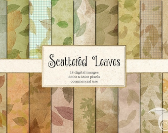 Autumn Leaf Digital Paper, Scrapbook Backgrounds (Digital Download)