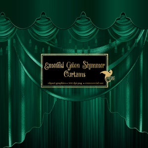 Imágenes Prediseñadas de cortinas de brillo verde esmeralda, gráficos de imágenes prediseñadas de telón de fondo de cortina digital, cortinas de escenario, superposiciones de png de cortina de teatro 01egd