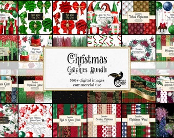 Christmas Graphics Bundle, 500+ Clipart and Digital Paper (Commercial Use)