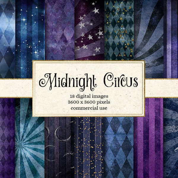 Midnight Circus papier numérique arrière-plans vintage victorien grunge textures en détresse, Freak show imprimable scrapbook papier utilisation commerciale