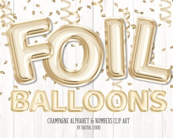 Champagne Foil Balloon Alphabet Clip Art – Party Graphics (Digital Download)