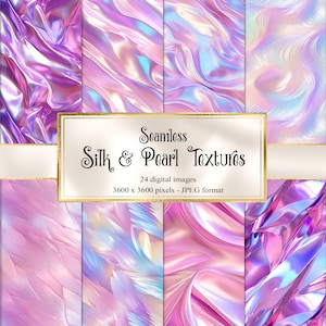 Silk and Pearl Digital Paper - texture scintillanti metalliche senza soluzione di continuità con download istantaneo di raso, vernice e lamina per uso commerciale