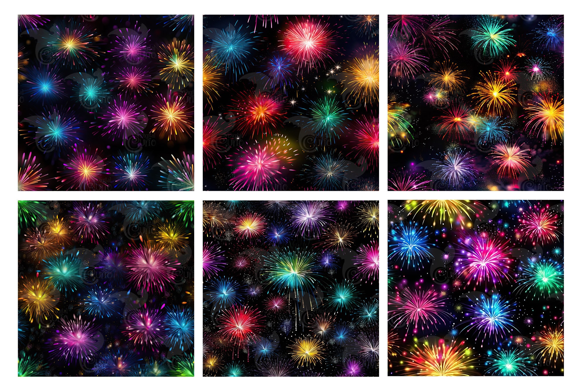 Rainbow Fireworks Digital Paper, Seamless Printable Textures Printable ...
