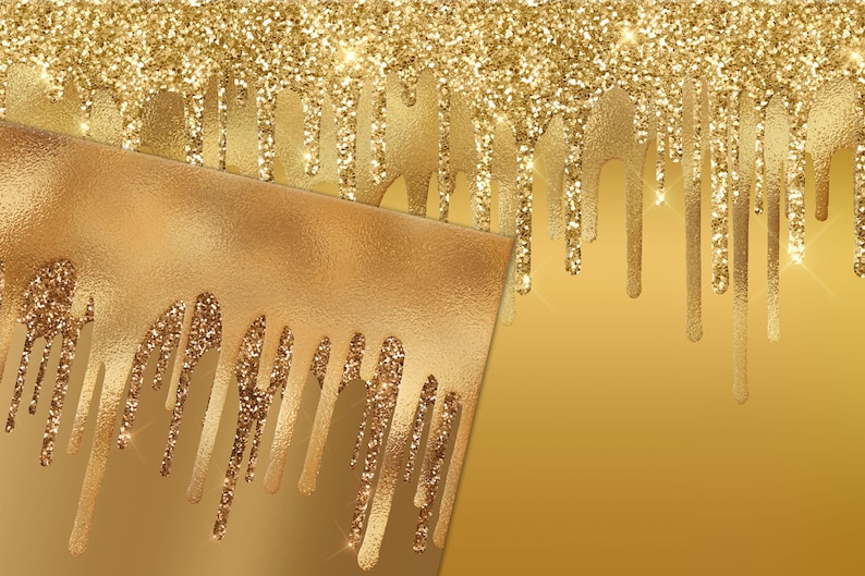 Dripping Gold Digital Paper glitter and foil backgrounds with | Etsy
