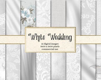 White Wedding digital paper, wedding romantic backgrounds, white wedding bridal patterns, scrapbook paper, invitation paper