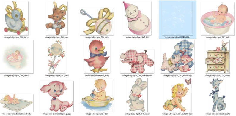 Vintage Baby Clipart, Antique Baby Shower Graphics (Digital Download) image 2