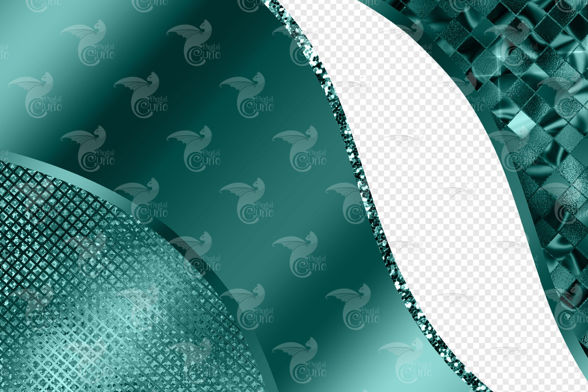 Teal Rant Border Teal Glitter Wave Borders Clipart – Metallic Glam PNG (commercial Use ...
