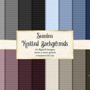 Knitted Backgrounds Digital Paper, seamless knit pattern textures printable scrapbook paper instant download for commercial use