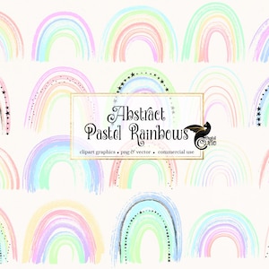 Abstract Pastel Rainbows Clipart - cute rainbow clip art in png and vector format instant download for commercial use