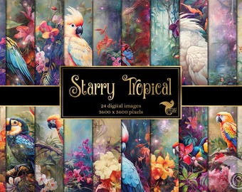 Tropischer Sternenhimmel, Papier, 3 Seiten, digitaler Download