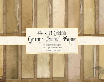 Grunge Journal Paper, Foldable Scrapbook Pages (Digital Download)