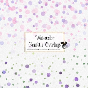 Aquarell Konfetti Overlays Clipart, rosa und blaue Kreise, Polka Dot ClipArt, Baby-Dusche-Einladungen, digitale Hochzeit Foto-Overlays