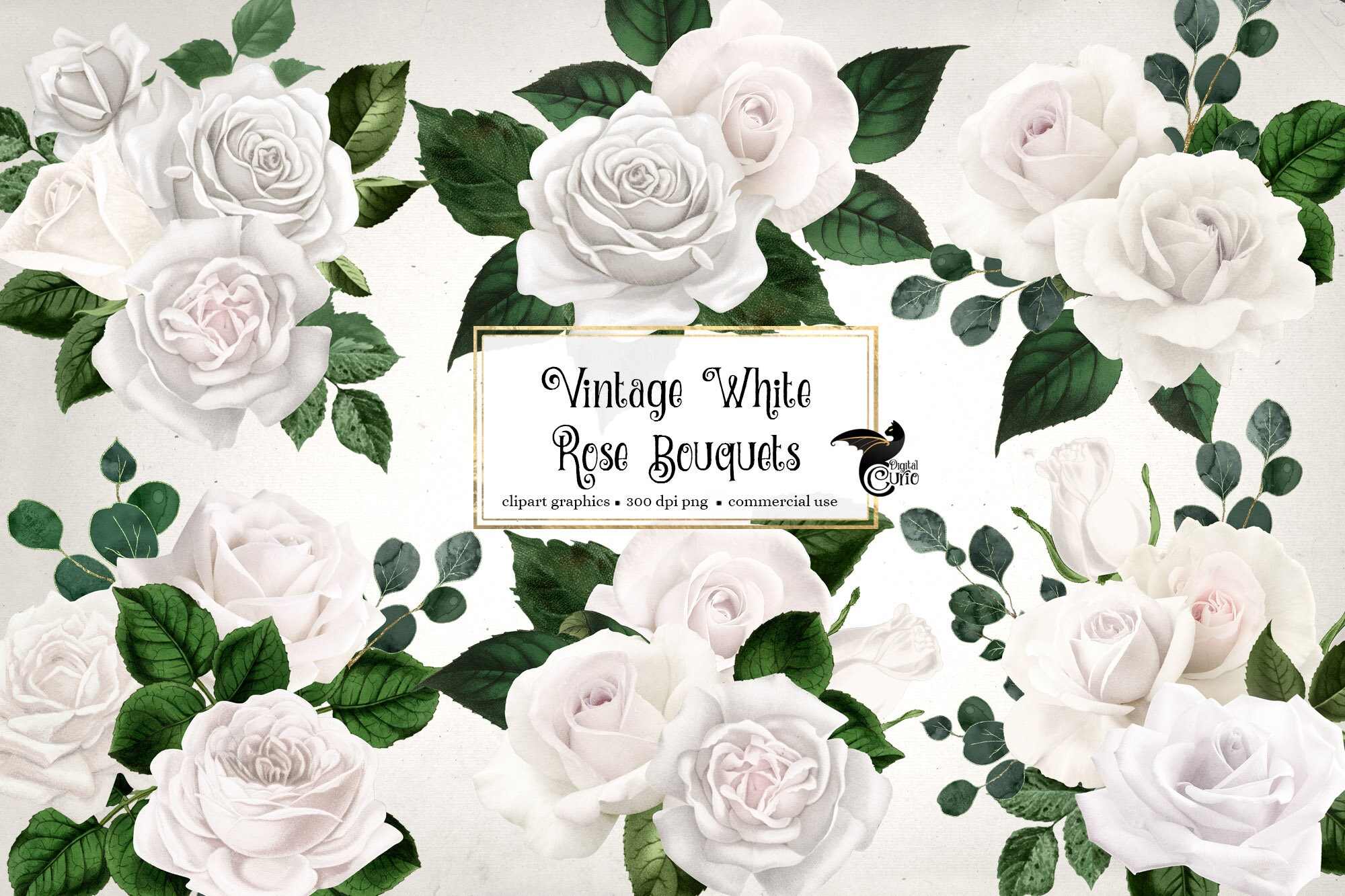 Vintage White Rose Bouquets Clipart Antique Digital Rose PNG - Etsy  Australia