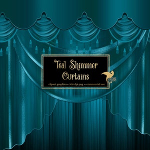 Imágenes Prediseñadas de cortinas de brillo verde azulado, gráficos de imágenes prediseñadas de telón de fondo de cortina digital, cortinas de escenario, cortinas de teatro, superposiciones de png de cortina