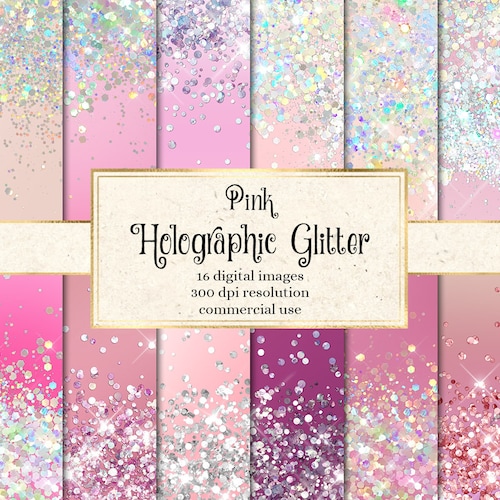 Teal Holographic Glitter Digital Paper Teal gradient ombre paper Iridescent textures
