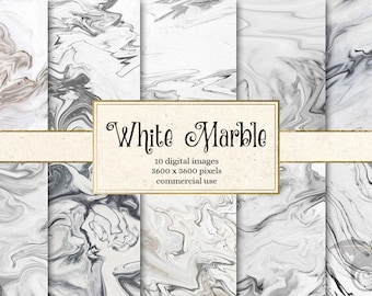 White Marble Textures – 12x12 Digital Paper (Digital Download)