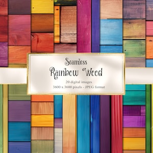Papel digital de texturas de madera del arco iris, fondos de tablones de madera de papel de álbum de recortes imprimibles de papel digital de madera rústica sin costuras