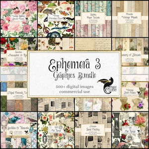 Ephemera Graphics Bundle 3, discount clipart and digital paper, digital scrapbooking, vintage digital ephemera, rustic digital paper