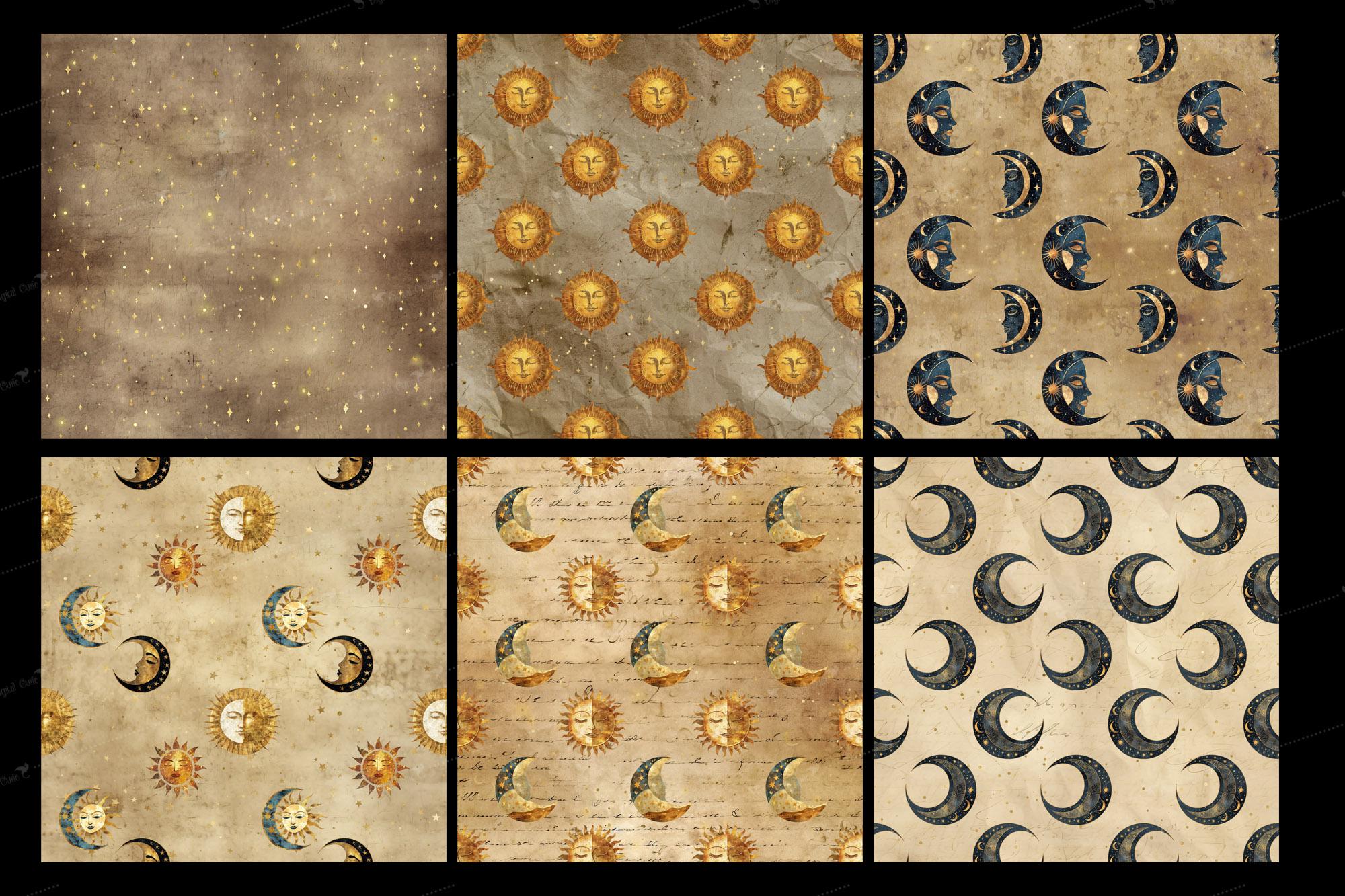 Whimsical Celestial Digital Paper - Seamless Starry Night Patterns ...
