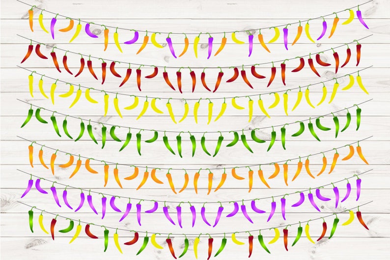 Chili Pepper String Lights Clip Art fiesta red pepper lights | Etsy