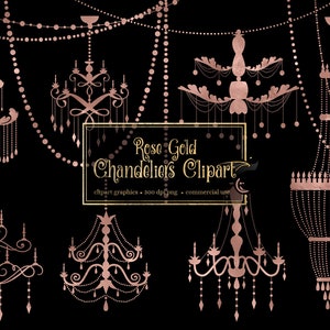 Puede incluir: Un conjunto de siete gráficos de clip art de candelabros de oro rosa. Los candelabros son de varios estilos y tamaños, algunos con detalles intrincados y otros con un diseño más simple. El clip art es perfecto para agregar un toque de elegancia a cualquier proyecto.