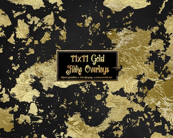 Gold Flake Overlays Clipart - Shimmery Foil, 11x11 PNG (Digital Download)