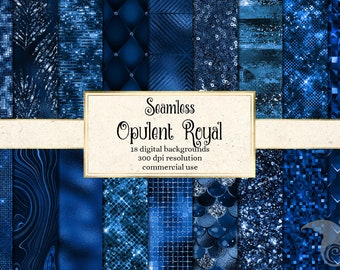 Royal Blue Glitter Textures, Seamless Digital Paper (Digital Download)